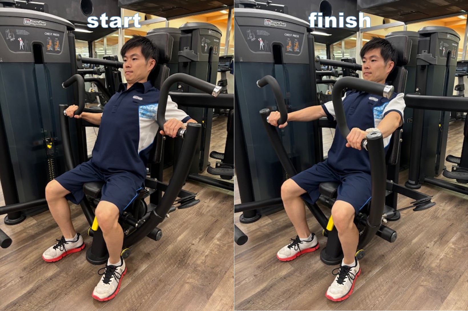 [Chest press] Tightens your chest and upper arms.