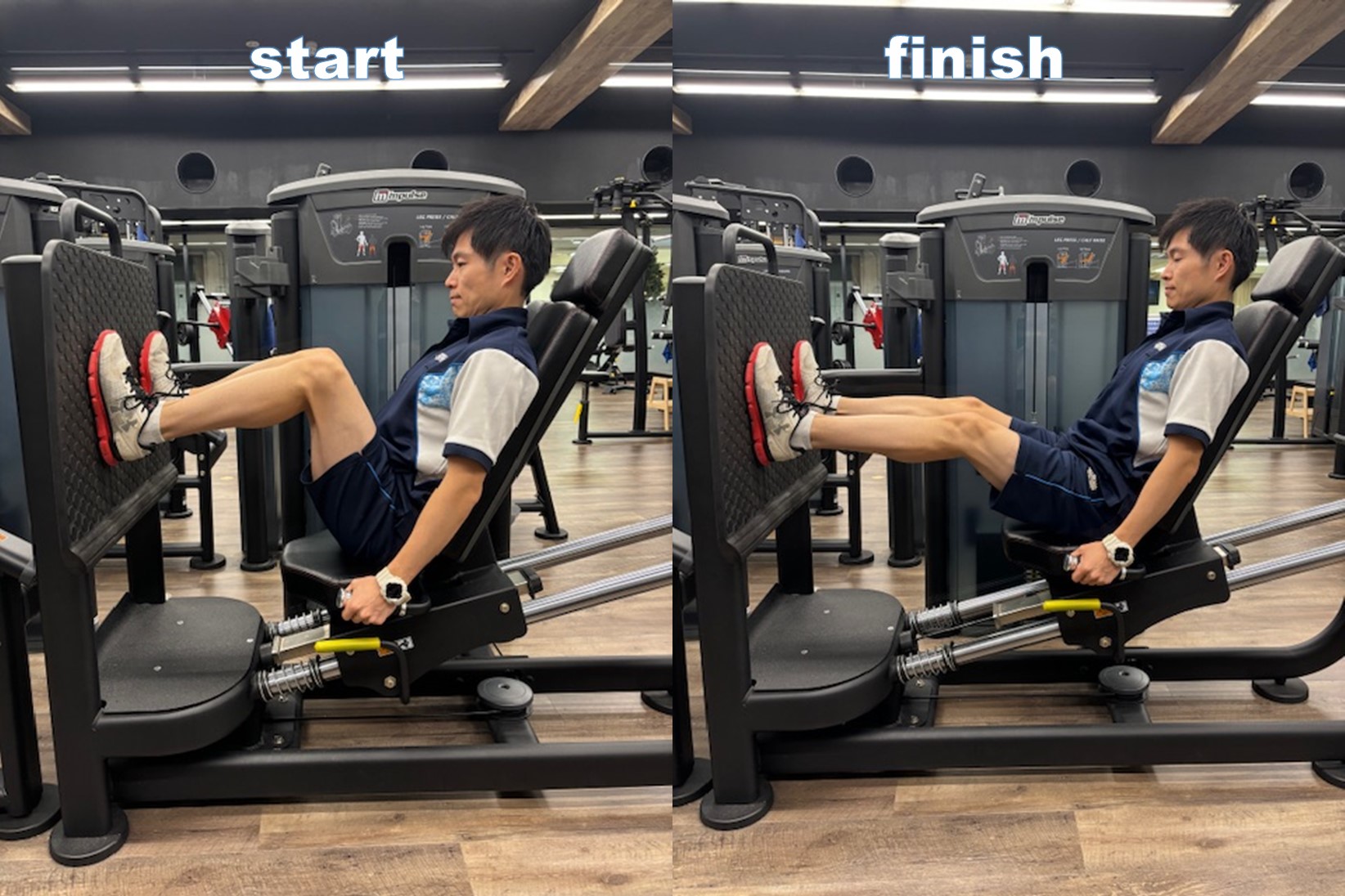 [Leg Press] Tones the entire buttocks and thighs.