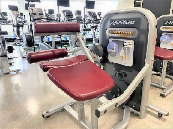 [Seated Leg Curl] This is an easy-to-use machine that will train the back of your thighs.