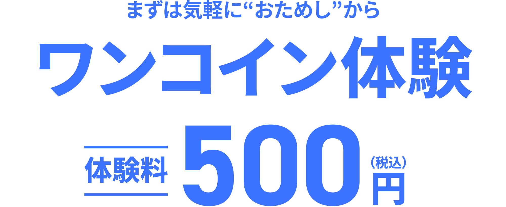 まずは気軽に“おためし”からワンコイン体験体験料500円