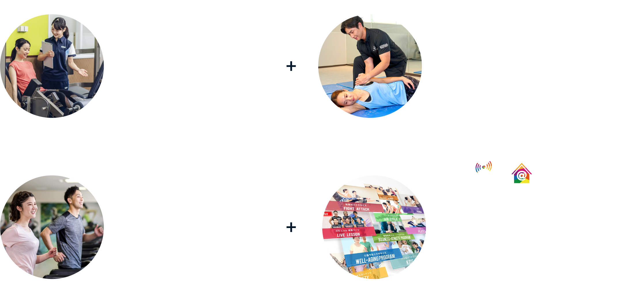 新入会の方を対象にしたサポートプログラム はじめてサポート 0円+パーソナルトレーニング または　もみほぐし＆ストレッチ通常7,700円〜（30分体験×2回） 0円+CSLiveHome無料視聴コードプレゼント!! 最大２ヶ月 0円
