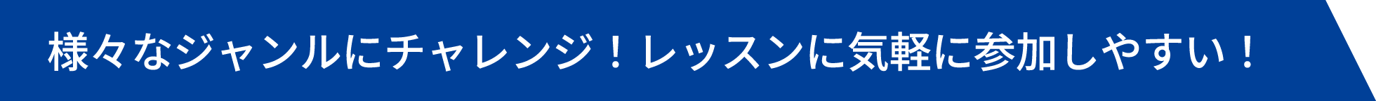 様々なジャンルにチャレンジ！レッスンに気軽に参加しやすい！