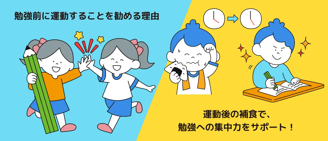 勉強前に運動することを勧める理由／運動後の補食で、勉強への集中力をサポート！