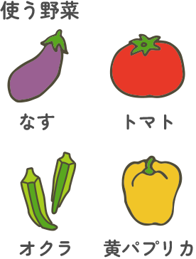 使う野菜:なす・トマト・オクラ・黄パプリカ