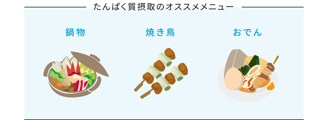 たんぱく質摂取のオススメメニュー 鍋物・焼き鳥・おでん