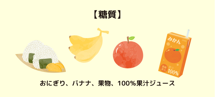 【糖質】おにぎり、バナナ、果物、100%果汁ジュース