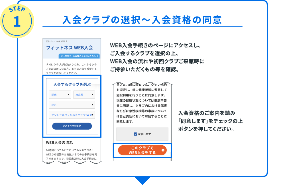 入会クラブの選択〜入会資格の同意