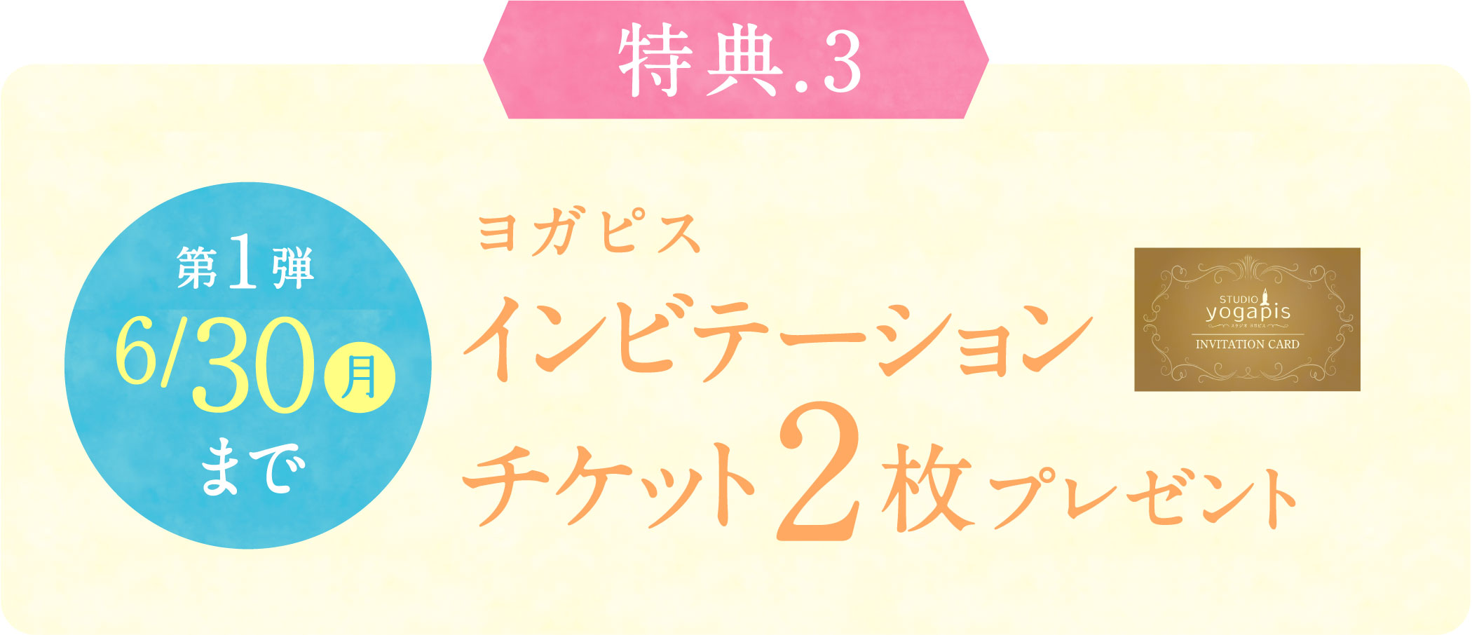 第1弾 ヨガピスインビテーションチケット2枚プレゼント