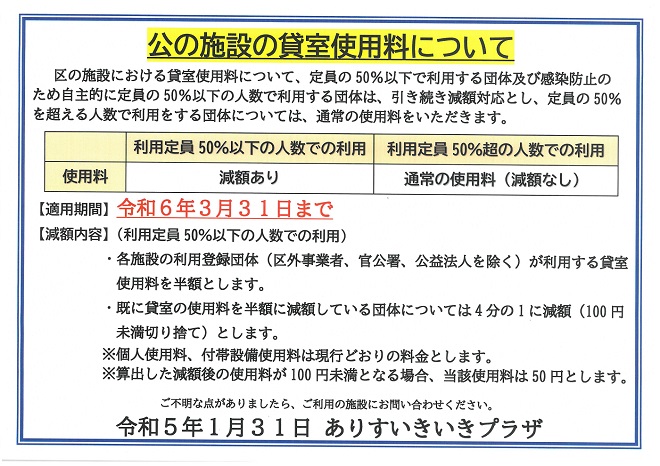 公の施設の貸室使用料について