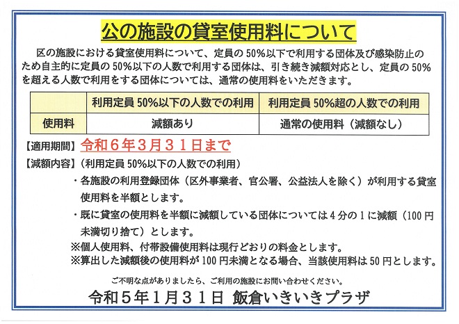 公の施設の貸室使用料について