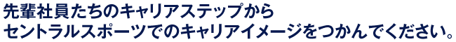 先輩社員たちのキャリアステップからセントラルスポーツでのキャリアイメージをつかんでください。
